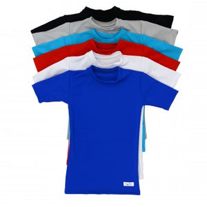 Plain And Simple Kozie Compression Short Sleeve Shirt in black, grey, light blue, red, white, and blue