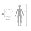 shirt length and person showing how to measure height and chest 