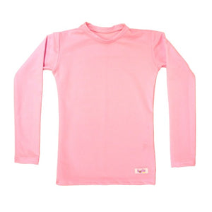 Long Sleeve Plain And Simple Kozie Compression Shirt; blush pink