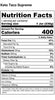 Keto Taco Supreme nutrition facts: calories 400; total fat 37g; cholesterol 35mg; sodium 200mg; total carbohydrates 9g; protein 14g
