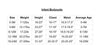 Vertical Access Bodysuit size chart