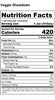 Veggie Showdown nutrition facts: calories 420; total fat 22g; cholesterol 0mg; sodium 270mg; total carbohydrates 47g; protein 10g