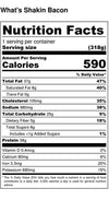 What's Shakin' Bacon nutrition facts: calories 590; total fat 37g; cholesterol 105mg; sodium 680mg; 25g; protein 38g