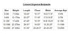 G-Tube Kimono Bodysuit size chart
